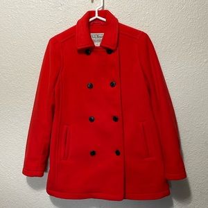 L.L. Bean Women's Red Fleece Pea Jacket. Very Good Condition. Size S Regular.